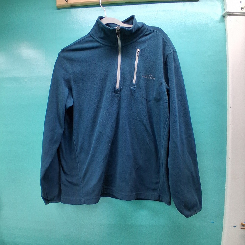 Eddie Bauer Fleece Pullover Medium Teal Blue Gorpcore Outdoor Hiking 1/4 Zip